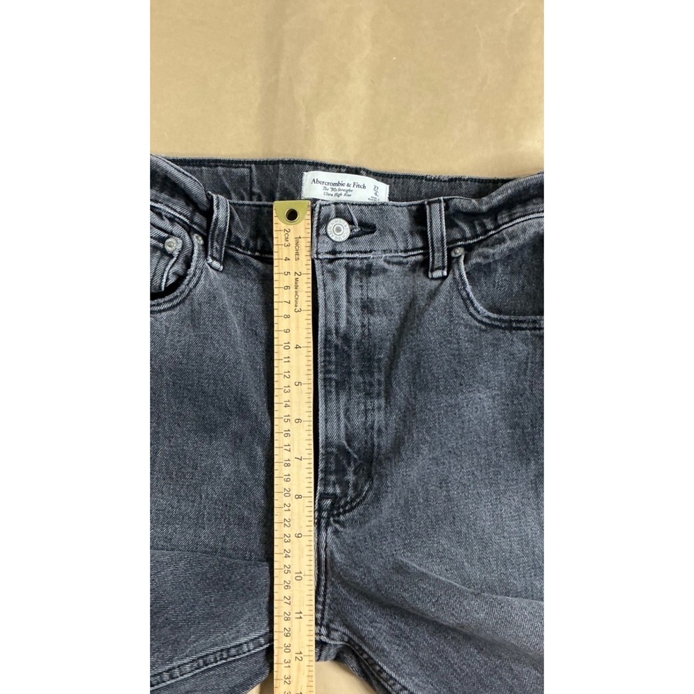 Abercrombie Women 90s Straight Ultra High Rise Black Distressed Denim 27 Grunge - Picture 5 of 11